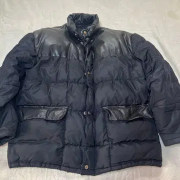 레어 고품질 가죽 천연 가죽 소가죽 다운 자켓 L