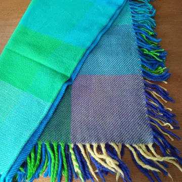 체크 무늬 스톨 청록색