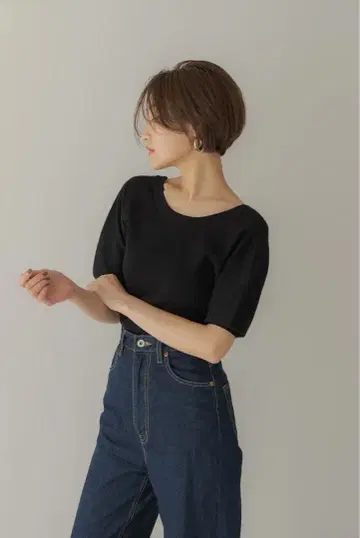 regleam 백 오픈 퍼프 니트