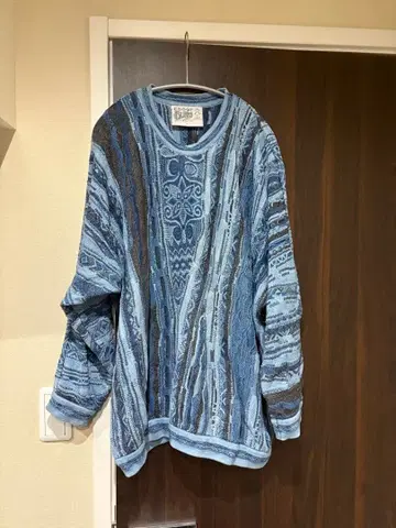 COOGI 쿠지 레어 배색 울 입체 뜨개질 3D 니트