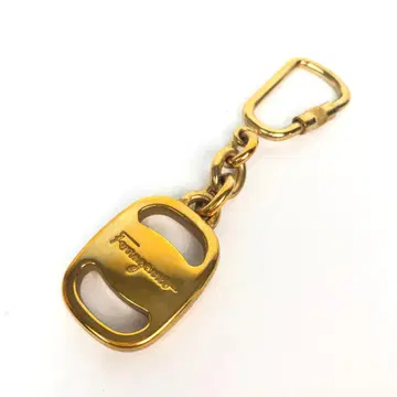 10F478 페라가모 바라 리본 키링 참 골드