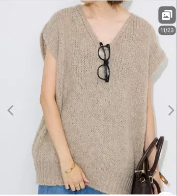 미사용품 SLOBE IENA 베이지 V넥 니트 베스트 M