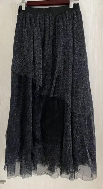 하레 HARE 스커트 라메 티어드 롱 스커트 블랙 여성용