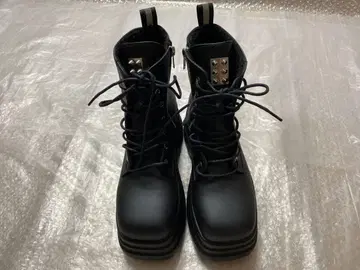 통굽 부츠 새상품급 레이스업 부츠 블랙 여성용 노브랜드 사이즈 38