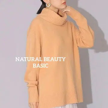 내추럴 뷰티 베이직 울 100% 하이넥 백 슬릿 니트