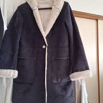 nika and - 네이비 롱 코트