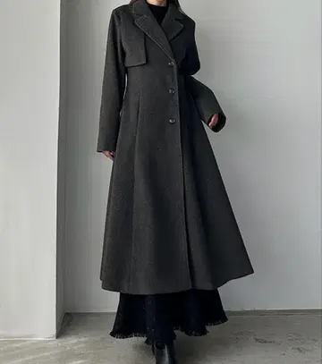 Louere 허리 쉐이프 플레어 체스터 코트