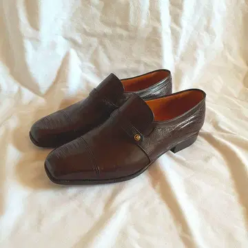 발리 로퍼 8E 브라운 리자드 가죽 신발 하프 러버