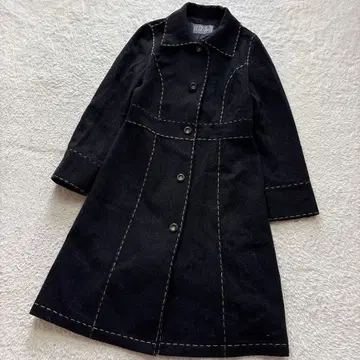 FRANCO FERRARO 캐시미어 혼방 울 코트 스티치 디자인 블랙