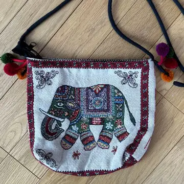 코끼리 패턴 자수 미니 숄더백 경량 에스닉계 미사용 새상품