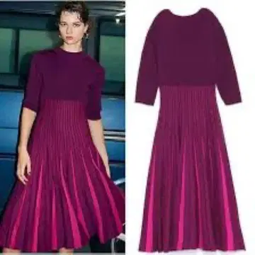 FRAY I.D 와인 레드 핑크 니트 원피스