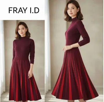 FRAY I.D 와인 레드 핑크 니트 원피스