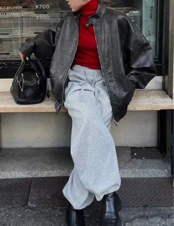 efu FAKE LEATHER BIG JACKET