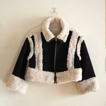 EVRIS 숏 페이크 무스탕 블루종