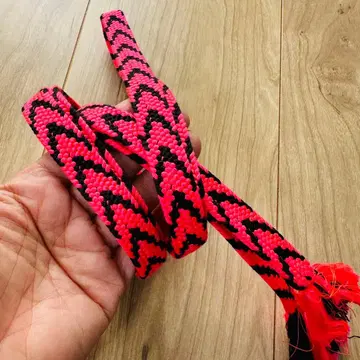 컨디션 최상 일본 의류 기모노 잡화 순수 실크 허리띠 블랙 형광 핑크