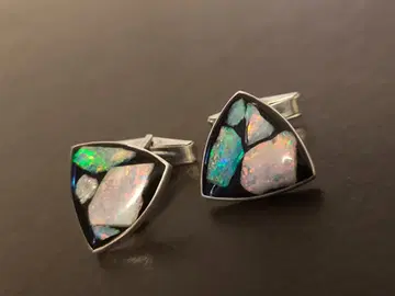 빈티지 오팔 925 스털링 실버 커프스 sterling