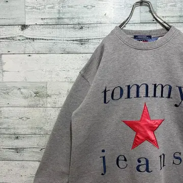 [ 타미 진스 ] 최고 디자인 자수 빅 로고 빅 루즈 레트로 맨투맨