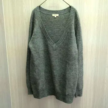 해시 애쉬 상의 니트 스웨터 V넥 모 혼방 그레이 M