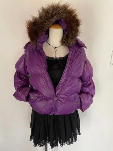 00년대 y2k 헤이세이 갸루 다운 자켓 퍼플 광택