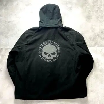 레어 4XL 사이즈 압도적 스컬 자수 할리데이비슨 플리스 후드티 블랙
