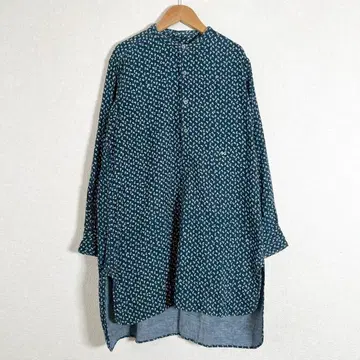 45R 인디고 미니 꽃무늬 구구 셔츠 원피스 롱 블라우스