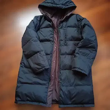 블랙 & 브라운 리버서블 롱 다운 코트