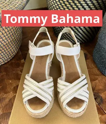 Tommy Bahama 웨지솔 가죽 샌들 타미힐피거