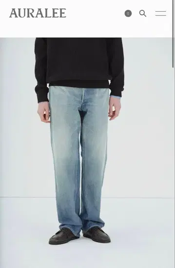 AURALEE SELVEDGE FADED DENIM WIDE PANTS