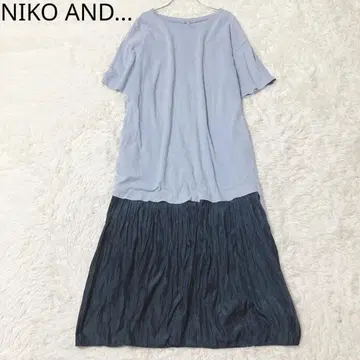 니코앤드 바이컬러 원피스 도킹 플리츠 블루 네이비 L