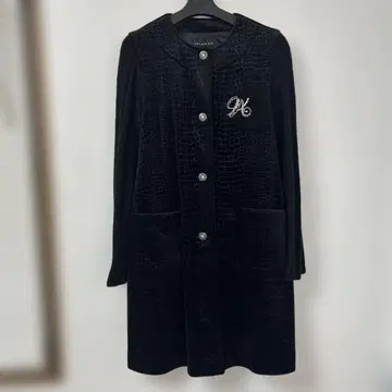 발렌자 VALENZA 40 블랙 노카라 코트 가디건