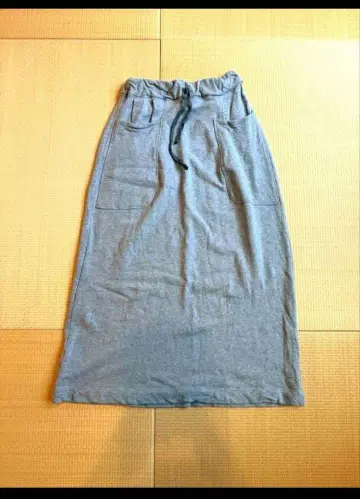 45R 롱 스커트 그레이 포켓 부착