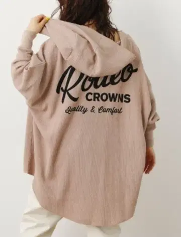 로데오 크라운 V넥 와플 롱 후드티