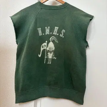 60s 맨투맨 몬스터 프린트 페이드 빈티지 카키 그린