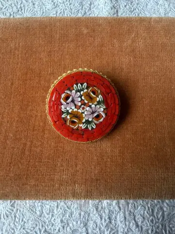 앤티크 마이크로 모자이크 브로치 ITALY