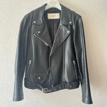 루즈비프 더블 라이더 자켓 램 가죽 블랙 벨트 38