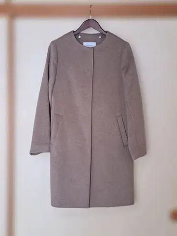 OPAQUE.CLIP 베이지 롱 코트 후드 탈부착 가능