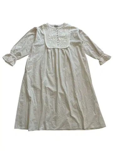 [새상품급] SamansaMos2 사만사 모스모스 가슴 자수 린넨 원피스