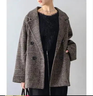 체크 자켓 브라운 아우터