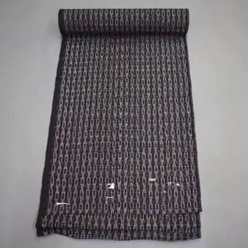 M05-14 새상품 보관품 구루메 카스리 면 무늬 옷감 블랙 네이비 계열