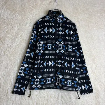 S 플리스 플리스 자켓 블랙 네이티브 무늬 아웃도어 스트릿