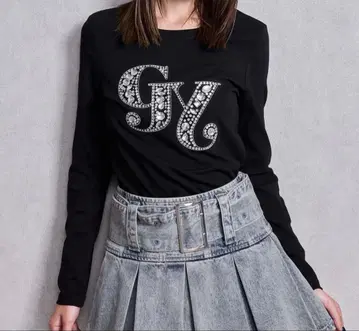 GYDA GY bijou long sleeve 상의 스톤 블랙