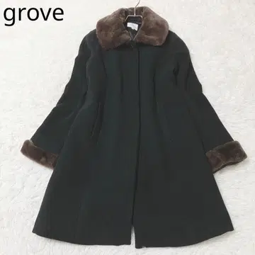 그로브 롱 코트 퍼 노카라 캐주얼 블랙 M