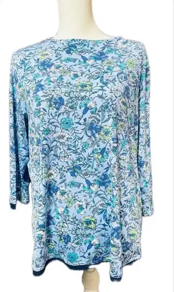 미제르 긴팔 티셔츠 꽃무늬 블루 계열 LL