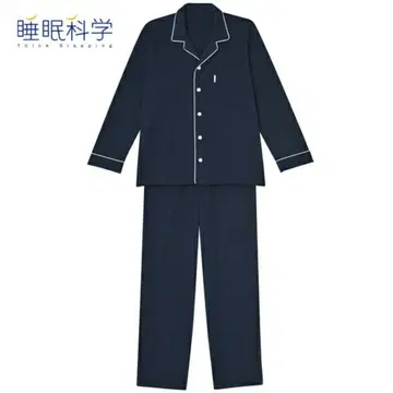 와코루 수면과학 남성용 파자마 면 100% 새상품 네이비