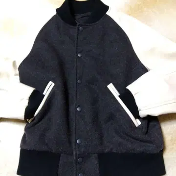 바시티 자켓 다크 그레이 화이트