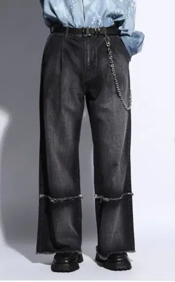 HARE 프린지 데님 블랙