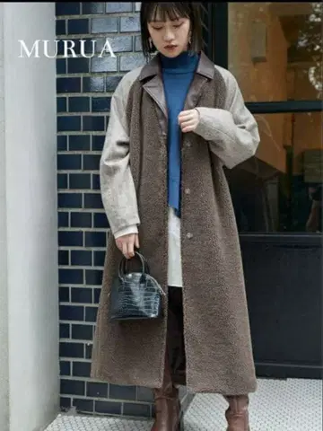 MURUA 보아 울 혼방 롱 코트