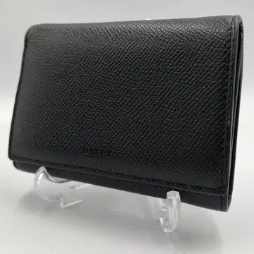 컨디션 최상 BALLY 컴팩트 지갑 3단 폴더형 지갑 주름 가죽 블랙