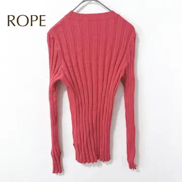 로페 리브 니트 긴팔 핑크 (M) 신축성 있음 슬림 심플 무지