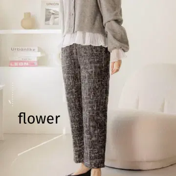 새상품 flower 플러피 트위드 팬츠 F 블랙